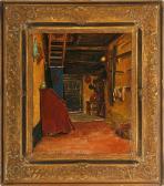 FAGERLIN Ferdinand Dutch Interior With A Red Bureau FAGERLIN Ferdinand Dutch Interior With A Red Bureau