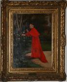 FARSKY Otto A Cardinal Cutting Flowers In A Garden And Standing Figure FARSKY Otto A Cardinal Cutting Flowers In A Garden And Standing Figure