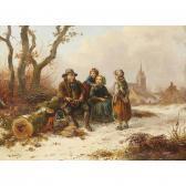 FAVELLE Robert A Woodcutter And Family In The Snow FAVELLE Robert A Woodcutter And Family In The Snow