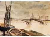 FEDER Adolphe Londoner Stadtansicht Mit Blick Über Die Themse Zur Weiten Bogenbrücke Und Der Kuppel Von St. Paul FEDER Adolphe Londoner Stadtansicht Mit Blick Über Die Themse Zur Weiten Bogenbrücke Und Der Kuppel Von St. Paul