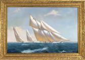 FELLOWS GERALD E. Contemporary Numerous Yachts Off A Coast FELLOWS GERALD E. Contemporary Numerous Yachts Off A Coast