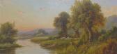 FENSON Robert Robin Sheep Beside A River And Passing A Cottage FENSON Robert Robin Sheep Beside A River And Passing A Cottage