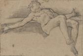 FENZONI Ferrau A Reclining Male Nude With Outspread Arms FENZONI Ferrau A Reclining Male Nude With Outspread Arms