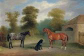FERNELEY Claude Lorraine A Chestnut Hunter With A Roan Pony And Dog Before A Stable FERNELEY Claude Lorraine A Chestnut Hunter With A Roan Pony And Dog Before A Stable