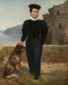 FERON Eloi Firmin Portrait D'un Jeune Garçon Devant La Baie De Sorrente FERON Eloi Firmin Portrait D'un Jeune Garçon Devant La Baie De Sorrente