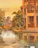 FERON LIZ A Continental Urban River-scene FERON LIZ A Continental Urban River-scene