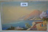 FERRONI Lake Como With Figures On A Mountain Side Track And Waterside Towns FERRONI Lake Como With Figures On A Mountain Side Track And Waterside Towns
