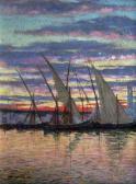 FIGARI Andrea Marina Al Tramonto Con Barche FIGARI Andrea Marina Al Tramonto Con Barche