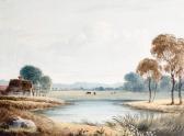 FINCH Francis Oliver Country Landscape With A Lake And Cattle FINCH Francis Oliver Country Landscape With A Lake And Cattle