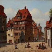 FISCHER August Street Scene From Nuremberg With Albrecht Dürer's House On Tiergärtnertorplatz FISCHER August Street Scene From Nuremberg With Albrecht Dürer's House On Tiergärtnertorplatz