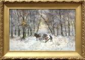 FISHER Hugo Anton Winter Landscape With Figures And Horses FISHER Hugo Anton Winter Landscape With Figures And Horses