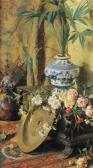 flavetta Natura Morta Con Fiori, Salver E Vaso Bianco E Blu flavetta Natura Morta Con Fiori, Salver E Vaso Bianco E Blu