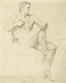 FLAXMAN John Study Of A Seated Male Nude, Right Leg Raised FLAXMAN John Study Of A Seated Male Nude, Right Leg Raised