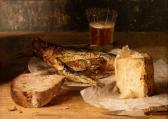 FLEISCHMANN Carl Stilleben Mit Sprotten, Käse, Brot Und Bierglas FLEISCHMANN Carl Stilleben Mit Sprotten, Käse, Brot Und Bierglas