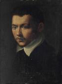 Florentine School Portrait Of A Young Man, Half-length, In A Black Gown And White Collar Florentine School Portrait Of A Young Man, Half-length, In A Black Gown And White Collar
