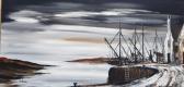 FOLLAND Ron Pair Oils On Board Moonlit Estuary Scenes FOLLAND Ron Pair Oils On Board Moonlit Estuary Scenes