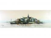 FOLLAND Ron Small Isle With Buildings And Moored Boats FOLLAND Ron Small Isle With Buildings And Moored Boats