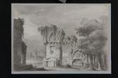 FONTANESI Francesco Bozzetto Scenografico Con Rovine Classiche E Gotiche FONTANESI Francesco Bozzetto Scenografico Con Rovine Classiche E Gotiche