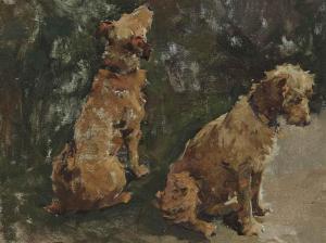 Elizabeth A.Stanhope Forbes - Two Terriers: Study For 'the Half Holiday'