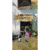 FORTUNY Marian Jeune Femme À La Jupe Lilas, Devant Une Échoppe De Légumes FORTUNY Marian Jeune Femme À La Jupe Lilas, Devant Une Échoppe De Légumes