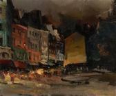 FOSS Olivier Street Scene With Cafes At Night FOSS Olivier Street Scene With Cafes At Night