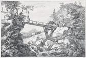 FOSSATI David-Antoine Ruine Mit Reiterstandbild Hölzerne Brücke Über Einen Bach FOSSATI David-Antoine Ruine Mit Reiterstandbild Hölzerne Brücke Über Einen Bach