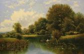 FOSTER Edward Ward River Landscape With Lady In A Boat FOSTER Edward Ward River Landscape With Lady In A Boat