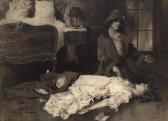 FOSTER William Frederick Woman Kneeling Over An Unconscious Woman In An Interior FOSTER William Frederick Woman Kneeling Over An Unconscious Woman In An Interior