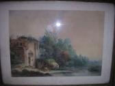 FOURNIER DES ORMES Charles Paysage Animé D'une Femme Ramassant Du Bois Près De Son Habitation FOURNIER DES ORMES Charles Paysage Animé D'une Femme Ramassant Du Bois Près De Son Habitation