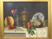 FOURNIER E. Still Life Of Wine, Fruits, FOURNIER E. Still Life Of Wine, Fruits,