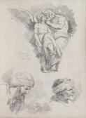 FRAGONARD Jean-Honore Feuille D'études D'après La Loge De Psyché De Raphaël. FRAGONARD Jean-Honore Feuille D'études D'après La Loge De Psyché De Raphaël.
