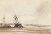 FRANCIS John Jesse Beached Fishing Boats With Figures Unloading The Day's Catch FRANCIS John Jesse Beached Fishing Boats With Figures Unloading The Day's Catch