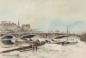 FRANK-BOGGS Neige Sur Le Pont Louis Philippe FRANK-BOGGS Neige Sur Le Pont Louis Philippe