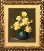 FRANKS Leon Still Life With Roses In A Blue Vase FRANKS Leon Still Life With Roses In A Blue Vase