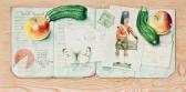 FRAZER Robert A Trompe L'oeil Of Travel Documents With Apples, Marrows And A Butterfly FRAZER Robert A Trompe L'oeil Of Travel Documents With Apples, Marrows And A Butterfly