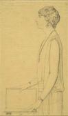 FREEDLEY Durr Portrait Of A Young Woman Standing In Profile FREEDLEY Durr Portrait Of A Young Woman Standing In Profile