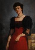 FREEZOR George Augustus Portrait Of A Lady In A Red Dress FREEZOR George Augustus Portrait Of A Lady In A Red Dress
