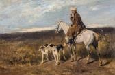 FRENZ Rudolph Rudolphfowitsch A Smoking Rider With Two Barsois FRENZ Rudolph Rudolphfowitsch A Smoking Rider With Two Barsois