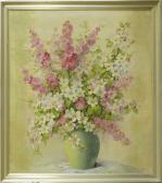 FREYGANG G. Blumenstilleben Ingraugrüner Vase. FREYGANG G. Blumenstilleben Ingraugrüner Vase.