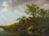 FREYSTEIN Johanna Marianne Idyllische Flusslandschaft Mit Boot Und Kleiner Hütte FREYSTEIN Johanna Marianne Idyllische Flusslandschaft Mit Boot Und Kleiner Hütte