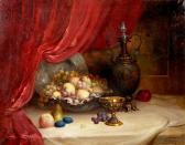 FRIEDLINGER John A Still Life With Apples And Grapes In A Silver Bowl And A Decanter And Gold Goblet To The Side FRIEDLINGER John A Still Life With Apples And Grapes In A Silver Bowl And A Decanter And Gold Goblet To The Side