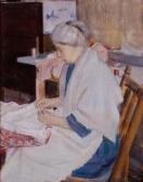 FRIESEKE Frederick Carl Woman Sewing FRIESEKE Frederick Carl Woman Sewing