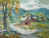 FRITZ Emmett "brattleboro, Vermont", Country Landscape With Red Barns And Silos, Oil/canvasboard, 14" X 11", Signed Lower Right, Framed, 16" X 19" FRITZ Emmett "brattleboro, Vermont", Country Landscape With Red Barns And Silos, Oil/canvasboard, 14" X 11", Signed Lower Right, Framed, 16" X 19"