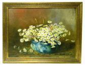 FROBISHER Martin Still Life Depicting Blue Urn With Overflowing With Daisies FROBISHER Martin Still Life Depicting Blue Urn With Overflowing With Daisies
