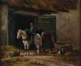 FROMENTIN Gustave Barnyard Scene FROMENTIN Gustave Barnyard Scene