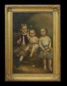 FRYE William Portrait Of Three Siblings In A Springtime Landscape FRYE William Portrait Of Three Siblings In A Springtime Landscape