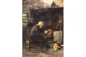 David Fulton - Old Man & Dog By Fireside