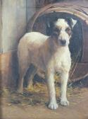 FULTON Samuel A Terrier Standing Beside A Wooden Barrel FULTON Samuel A Terrier Standing Beside A Wooden Barrel