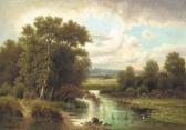 GÉRARD Léon François A River Landscape With Fields Beyond GÉRARD Léon François A River Landscape With Fields Beyond