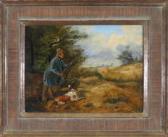 GÖSER Carl F. Ein Jäger Mit Seinem Hund Am Waldrand Beim Anlegen Des Gewehrs GÖSER Carl F. Ein Jäger Mit Seinem Hund Am Waldrand Beim Anlegen Des Gewehrs